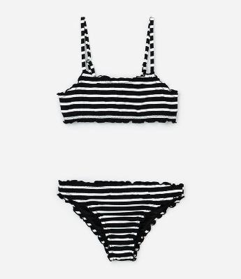 Biquini Infantil em Microfibra com Listras e Textura - Tam 10 a 16 Anos