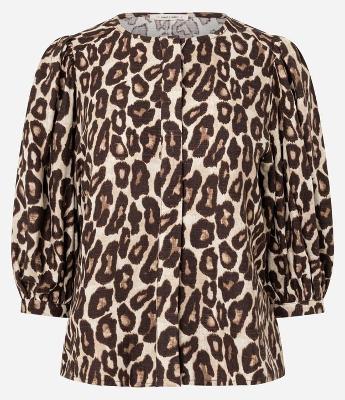 Blusa em Viscolinho com Mangas Bufantes e Estampa Animal Print