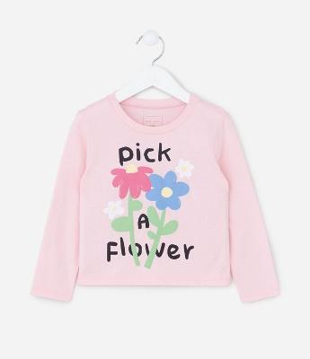 Blusa Slim Infantil com Estampa Floral – Tam 1 a 5/6