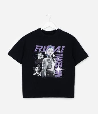 Camiseta Infantil com Estampa da Rumi Guerreiras do K-pop – Tam 5 a 16