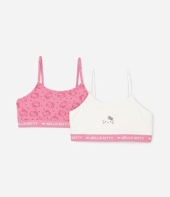 Kit 02 Sutiãs Top Infantis em Algodão com Elástico Hello Kitty - Tam 9 A 14 Anos