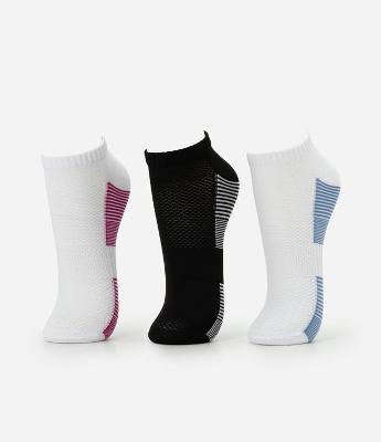 Kit 03 Meias Cano Baixo em Algodão com Listras