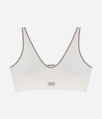 Sutiã Top Seamless Texturizado com Bojo Removível Contrast Overlock