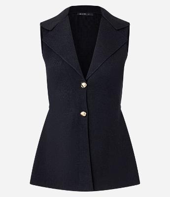 Colete Alongado em Tricô com Botões