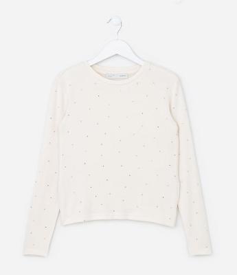 Casaco Infantil em Tricô com Aplicações Brilhantes – Tam 5 a 14 Anos