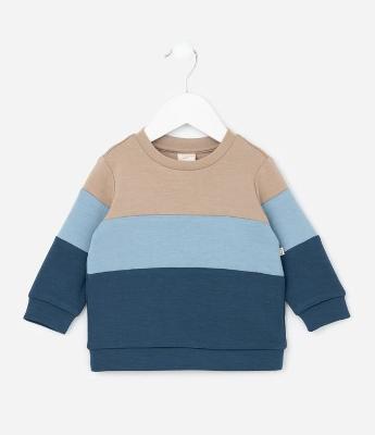 Casaco Infantil com Blocos de Cores e Manga Longa – Tam RN a 18 Meses