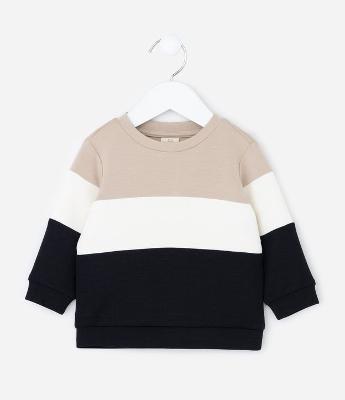 Casaco Infantil com Blocos de Cores e Manga Longa – Tam RN a 18 Meses