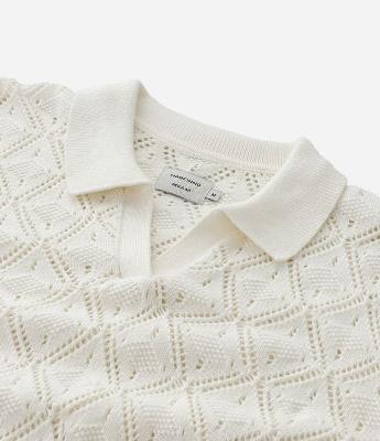 Camisa Polo com Efeito Crochê e Textura em Losango