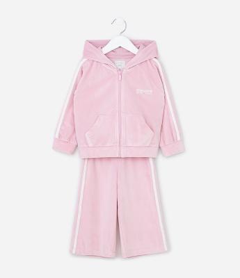 Conjunto Infantil Em Plush Com Jaqueta E Calça Lettering - Tam 1 A 6 Anos