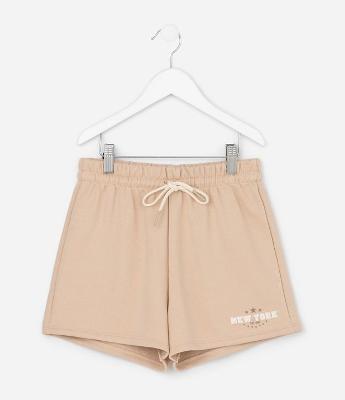 Short Infantil em Moletom com Estampa Lettering – Tam 5 A 14 Anos