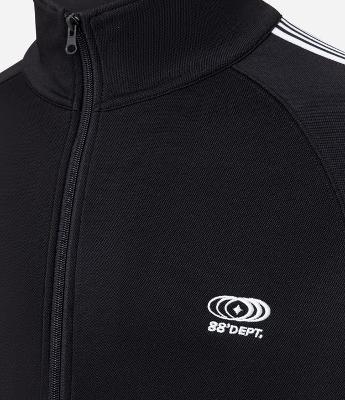 Casaco em Helanca com Bordado Localizado e Listras Contrastantes