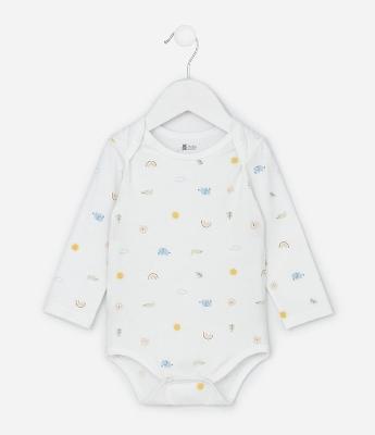 Body Infantil Manga Longa com Estampa Ícone de Arco-íris Tam RN a 18 Meses