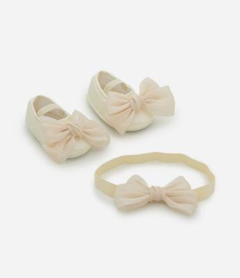 Sapatilha Infantil com Faixa De Cabelo e Laço – Tam 15 A 19