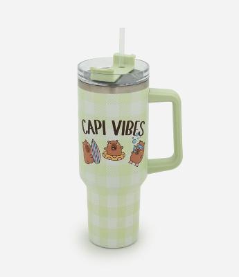Copo Térmico em Metal com Estampa Capivara Summer