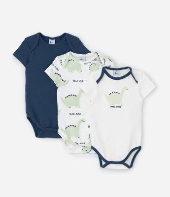Kit 03 Bodies Dinossauro - Tam 0 a 18 Meses
