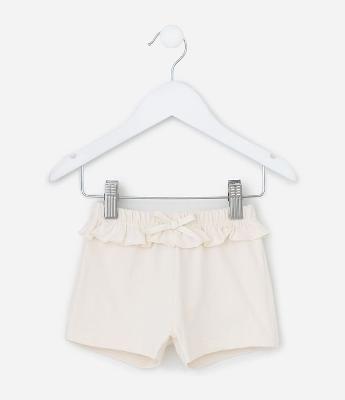 Bermuda Infantil em Algodão com Babadinho - Tam RN a 18 Meses