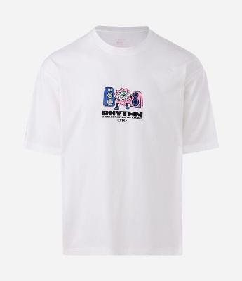 Camiseta Boxy em Malhão com Estampa Off the Rhythm