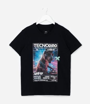 Camiseta Infantil com Estampa Dinossauro Tecnodino – Tam 5 a 14 Anos