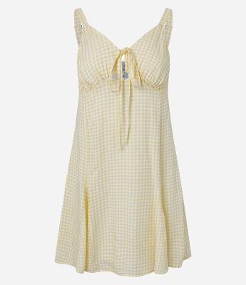 Vestido Curto Evasê em Viscose com Estampa Xadrez