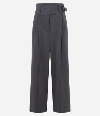 Calça Wide Leg em Alfaiataria com Cós Transpassado