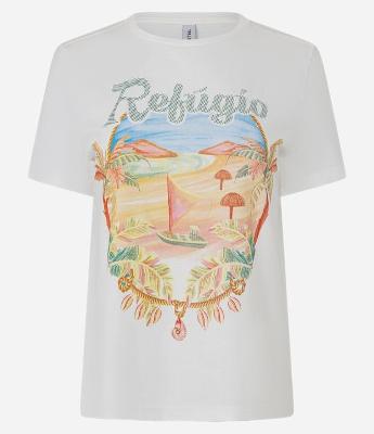 Camiseta Feminina com Manga Curta e Estampa Refúgio