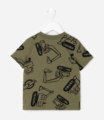 Camiseta Infantil com Estampa de Tratores e Máquinas – Tam 1 a 5/6 Anos