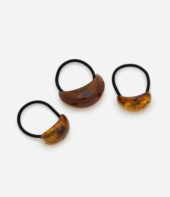 Kit 03 Borrachinhas de Cabelo em Resina com Aviamento