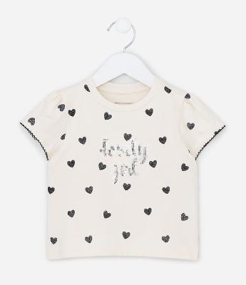 Blusa Infantil com Estampa de Corações Lovely Girl – Tam 1 a 5/6 Anos