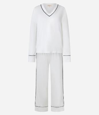 Pijama Longo Toque Suave com Viés Contrastantes