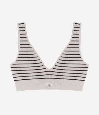 Sutiã Top Com Bojo Removível e Estampa Listrada