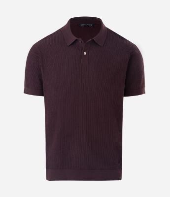 Camisa Polo Manga Curta com Textura Vertical