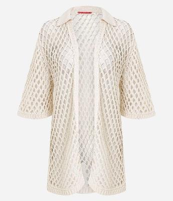 Saída de Praia Camisa em Algodão com Ponto Rede