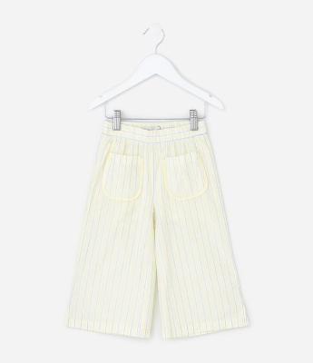 Calça Infantil em Tricoline Listrada com Bolsos  – Tam 1 a 5/6 Anos