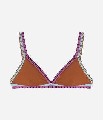 Biquíni Top Triângulo Fixo em Microfibra com Costura Contrastante