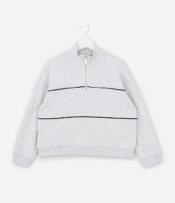 Casaco Infantil Regular com Zíper e gola Alta – Tam 7 a 16 Anos