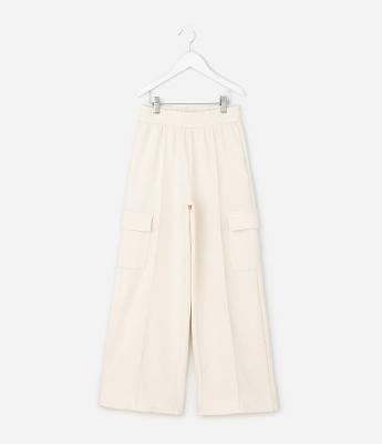 Calça Infantil Wide Leg em Moletom com Bolsos Cargo – Tam 5 a 16 Anos