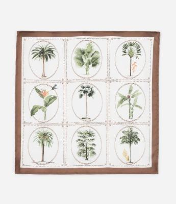 Lenço Acetinado com Estampa Botânica