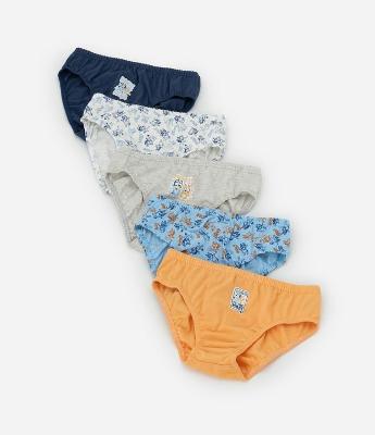 Kit 05 Cuecas Infantis Slip com Estampa Bluey – Tam 2 ao 10