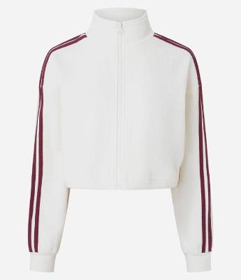 Jaqueta Boxy em Malha Waffle com Listras Laterais