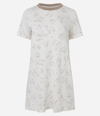 Camisola Curta em Viscose com Estampa de Bichinho