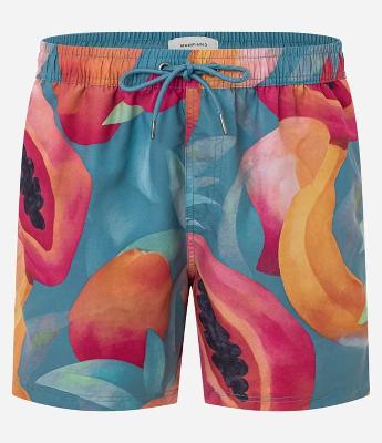 Bermuda de Banho em Microfibra com Estampa de Fruta Aquarela