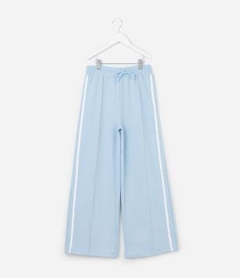 Calça Infantil Wide Leg com Listra Lateral - Tam  5 a  14 Anos