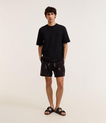 Bermuda de Banho em Microfibra com Estampa Mini Baleias