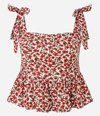 Blusa Peplum Floral com Alça de Amarração
