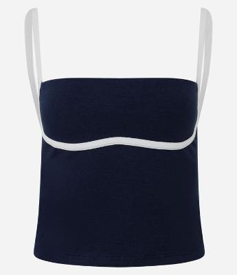 Blusa em Cotton com Detalhe Contrastante