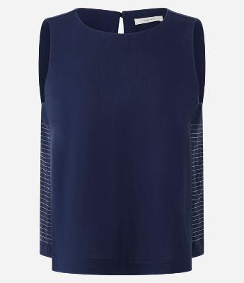 Blusa Curta sem Manga com Detalhe Listrado