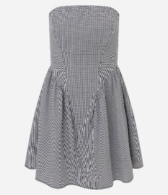 Vestido Curto Tomara que Caia em Algodão com Estampa Xadrez