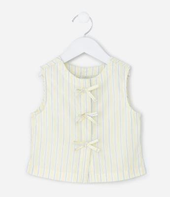 Camisa Infantil Listrada com Laços Frontais – Tam 1 a 5/6 Anos