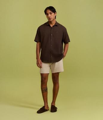 Bermuda de Banho Básica em Microfibra Texturizado 