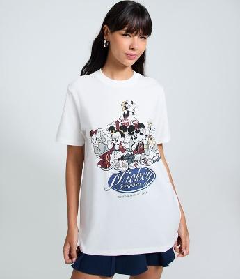 Camiseta em Algodão com Estampa Mickey e Amigos